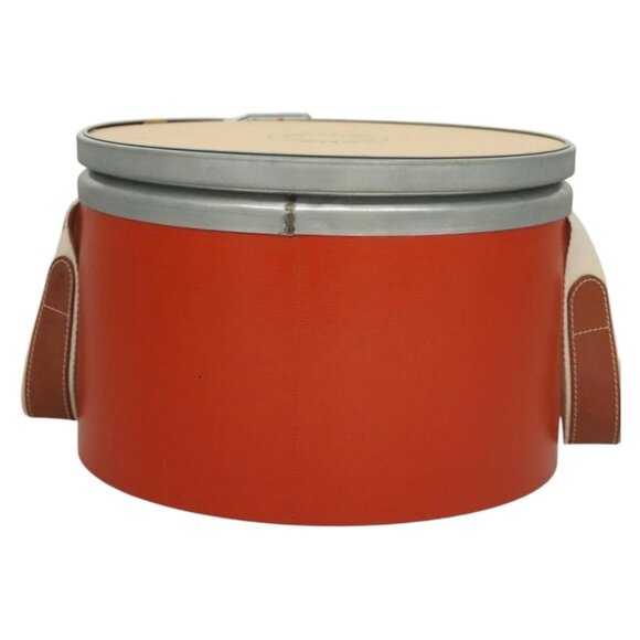 HERMES Saddle Box Wood Orange Silver Auth - Picture 2 of 16